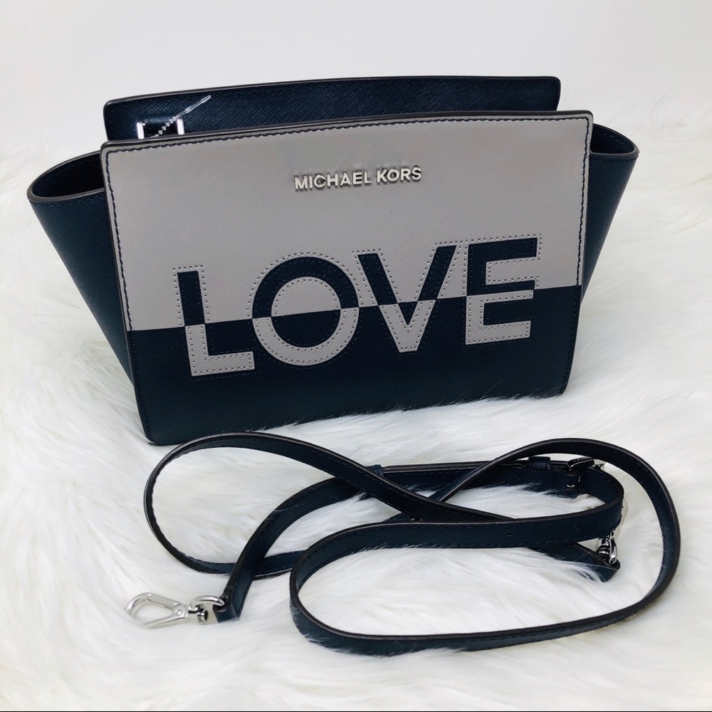 Michael Kors Ash Grey Leather Selma messenger bag